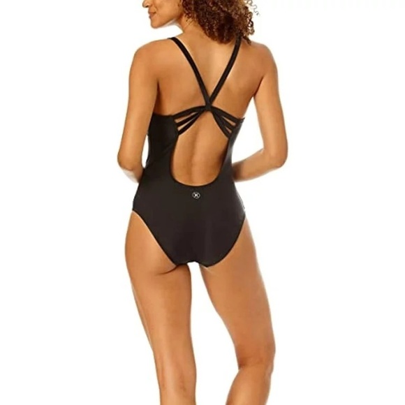 Hurley Swimsuit S Black Cross Back One Piece Beach Pool Vacation NWT - Picture 2 of 11